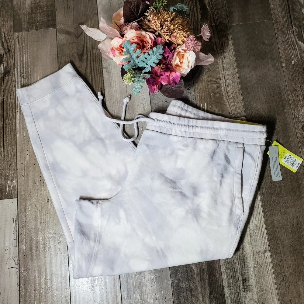 NWT All in Motion Men's French Terry Premium Joggers Size XXL Gray Tie-Dye